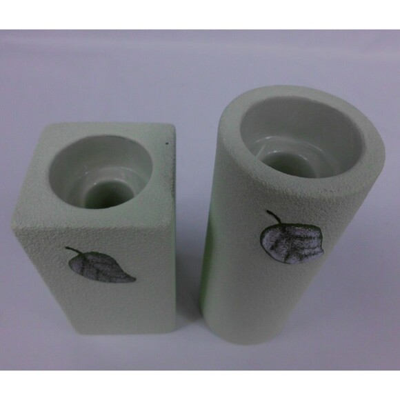 Partylite Meadow Breeze Duet P7441 Green Leaf Tealight Candle Holders with Box - Picture 2 of 6